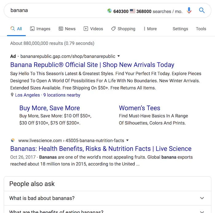 Banana Google Sorgusu